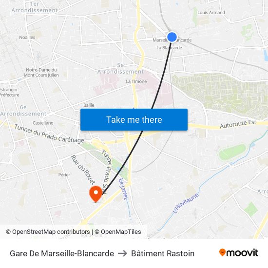 Gare De Marseille-Blancarde to Bâtiment Rastoin map