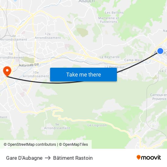 Gare D'Aubagne to Bâtiment Rastoin map