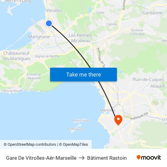 Gare De Vitrolles-Aér-Marseille to Bâtiment Rastoin map