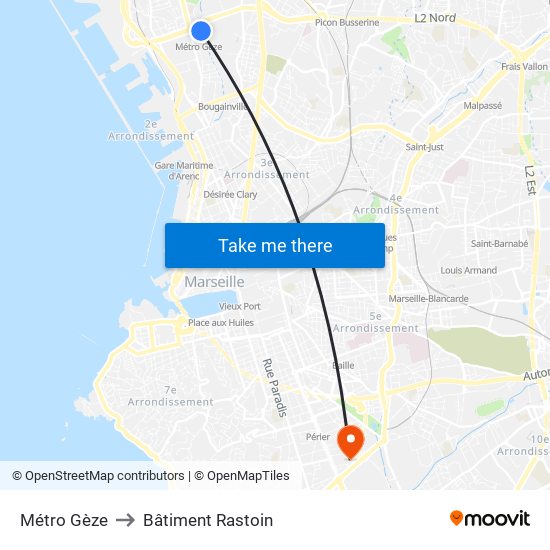 Métro Gèze to Bâtiment Rastoin map