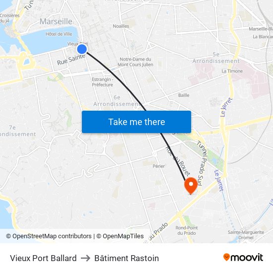 Vieux Port Ballard to Bâtiment Rastoin map