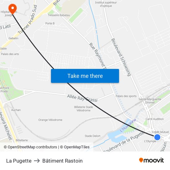 La Pugette to Bâtiment Rastoin map