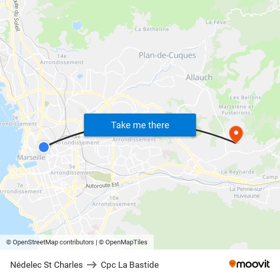 Nédelec St Charles to Cpc La Bastide map