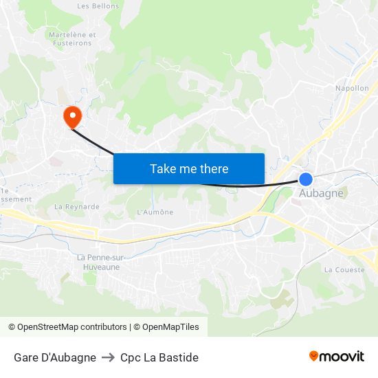 Gare D'Aubagne to Cpc La Bastide map