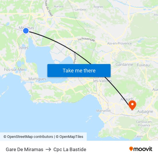 Gare De Miramas to Cpc La Bastide map