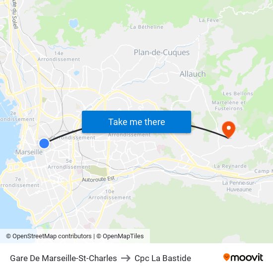 Gare De Marseille-St-Charles to Cpc La Bastide map