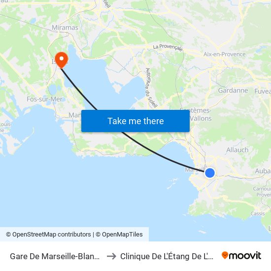 Gare De Marseille-Blancarde to Clinique De L'Étang De L'Olivier map