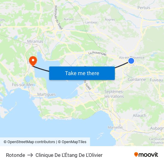 Rotonde to Clinique De L'Étang De L'Olivier map