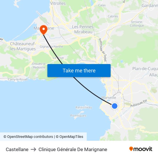 Castellane to Clinique Générale De Marignane map