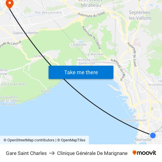 Gare Saint Charles to Clinique Générale De Marignane map