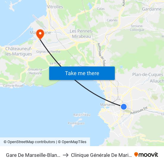 Gare De Marseille-Blancarde to Clinique Générale De Marignane map
