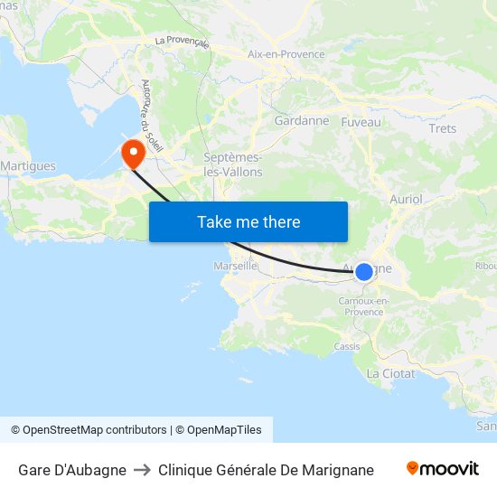 Gare D'Aubagne to Clinique Générale De Marignane map