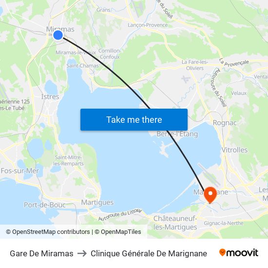 Gare De Miramas to Clinique Générale De Marignane map