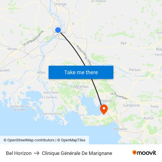 Bel Horizon to Clinique Générale De Marignane map