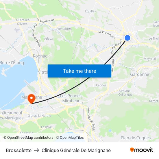 Brossolette to Clinique Générale De Marignane map