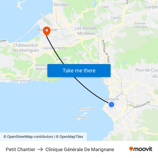 Petit Chantier to Clinique Générale De Marignane map