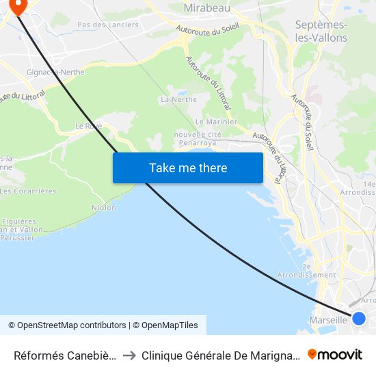 Réformés Canebière to Clinique Générale De Marignane map