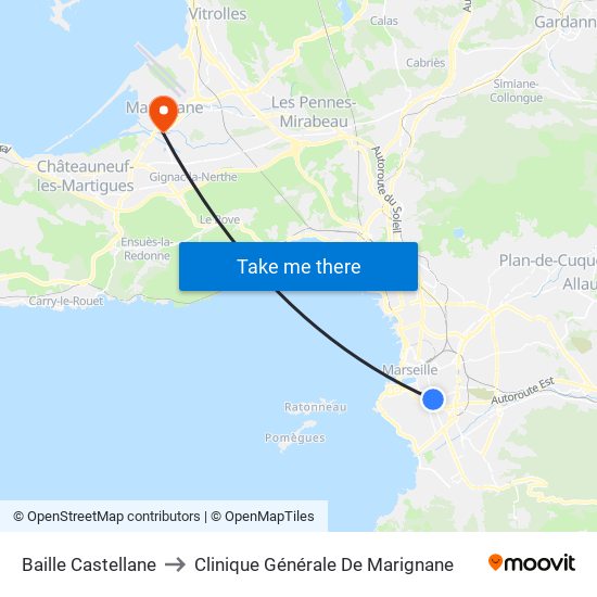 Baille Castellane to Clinique Générale De Marignane map