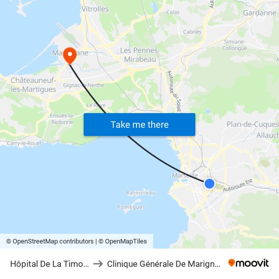 Hôpital De La Timone to Clinique Générale De Marignane map