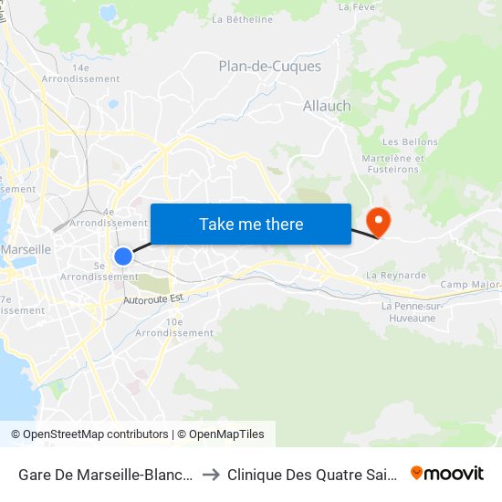 Gare De Marseille-Blancarde to Clinique Des Quatre Saisons map
