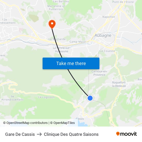Gare De Cassis to Clinique Des Quatre Saisons map