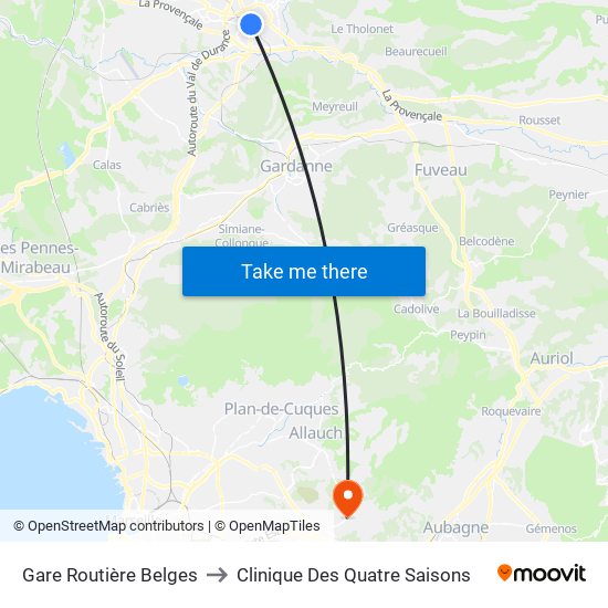 Gare Routière Belges to Clinique Des Quatre Saisons map