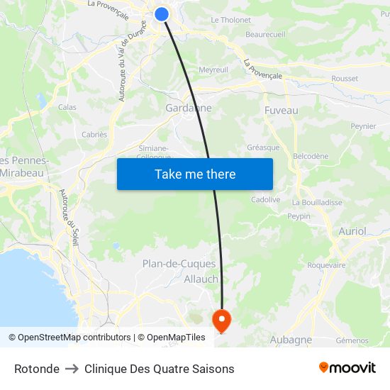 Rotonde to Clinique Des Quatre Saisons map