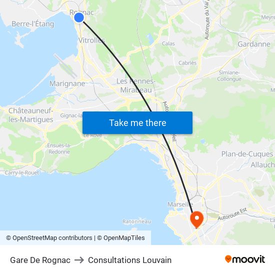 Gare De Rognac to Consultations Louvain map