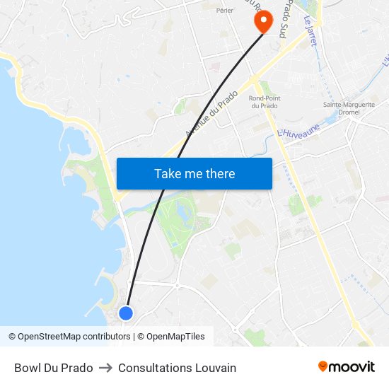 Bowl Du Prado to Consultations Louvain map