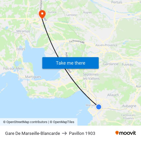 Gare De Marseille-Blancarde to Pavillon 1903 map