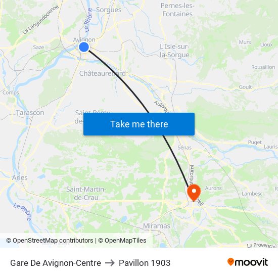 Gare De Avignon-Centre to Pavillon 1903 map