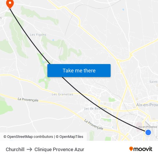 Churchill to Clinique Provence Azur map