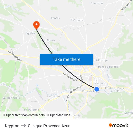Krypton to Clinique Provence Azur map