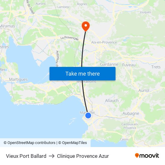 Vieux Port Ballard to Clinique Provence Azur map