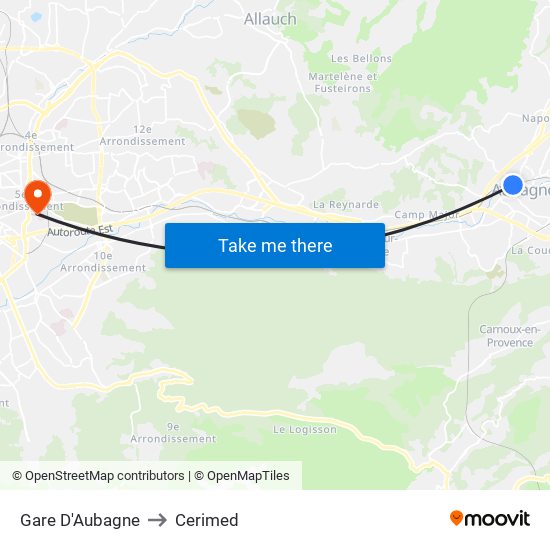 Gare D'Aubagne to Cerimed map