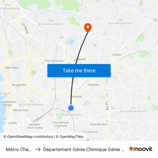 Métro Chartreux to Département Génie Chimique Génie Des Procédés map