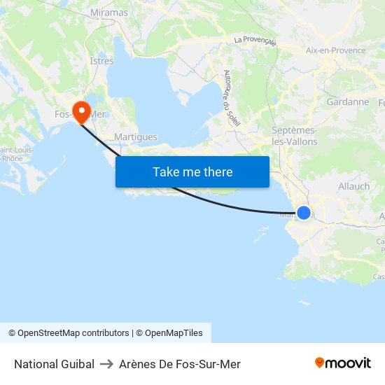 National Guibal to Arènes De Fos-Sur-Mer map