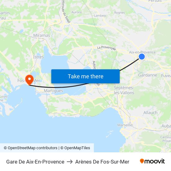 Gare De Aix-En-Provence to Arènes De Fos-Sur-Mer map