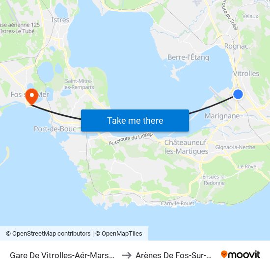 Gare De Vitrolles-Aér-Marseille to Arènes De Fos-Sur-Mer map