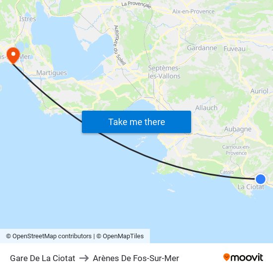 Gare De La Ciotat to Arènes De Fos-Sur-Mer map