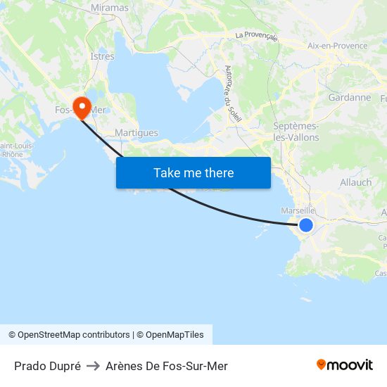Prado Dupré to Arènes De Fos-Sur-Mer map