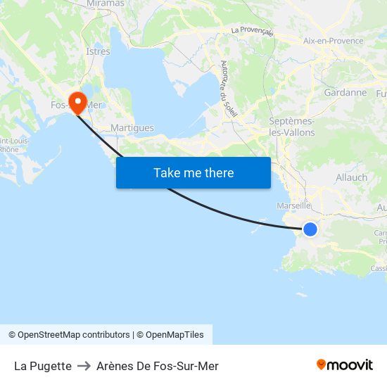 La Pugette to Arènes De Fos-Sur-Mer map