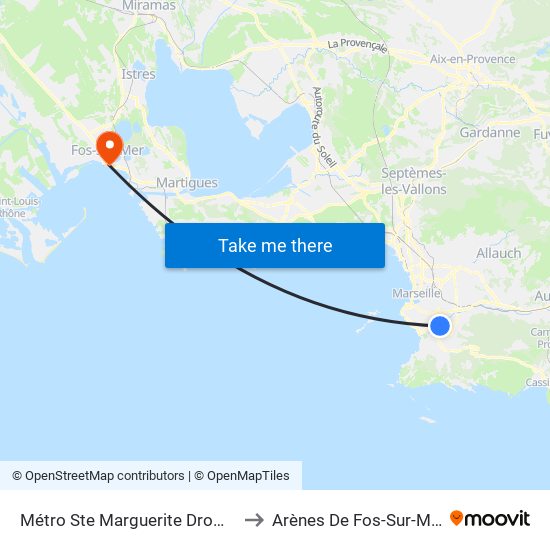 Métro Ste Marguerite Dromel to Arènes De Fos-Sur-Mer map