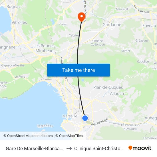 Gare De Marseille-Blancarde to Clinique Saint-Christophe map