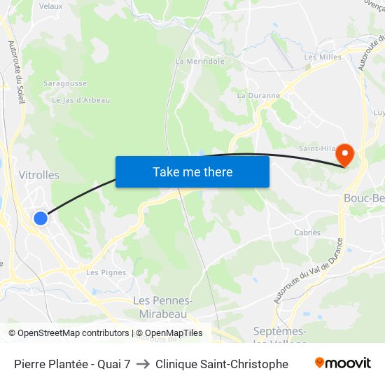 Pierre Plantée - Quai 7 to Clinique Saint-Christophe map