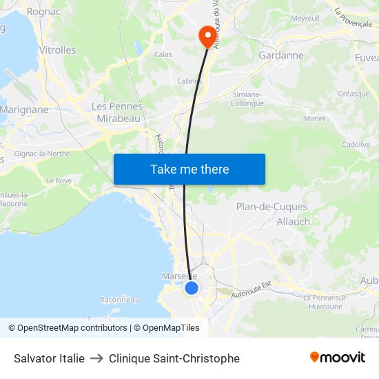 Salvator Italie to Clinique Saint-Christophe map