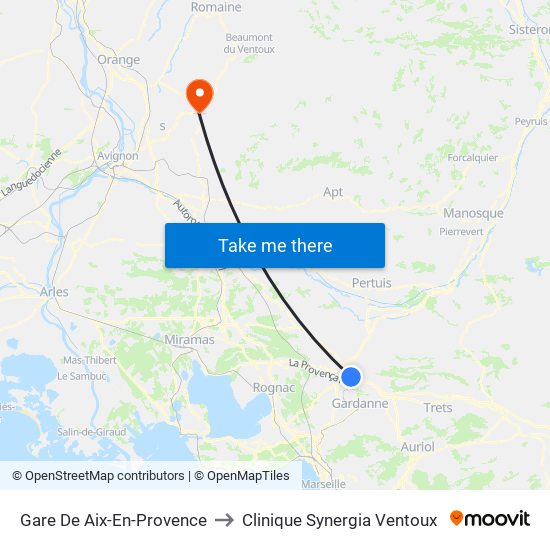 Gare De Aix-En-Provence to Clinique Synergia Ventoux map