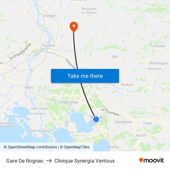 Gare De Rognac to Clinique Synergia Ventoux map