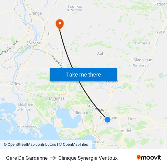 Gare De Gardanne to Clinique Synergia Ventoux map