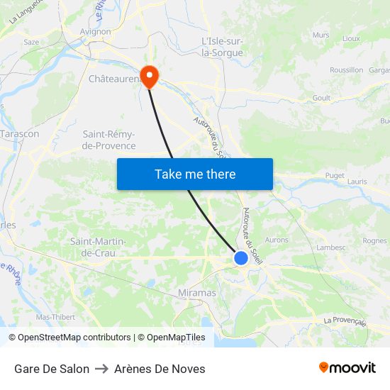 Gare De Salon to Arènes De Noves map